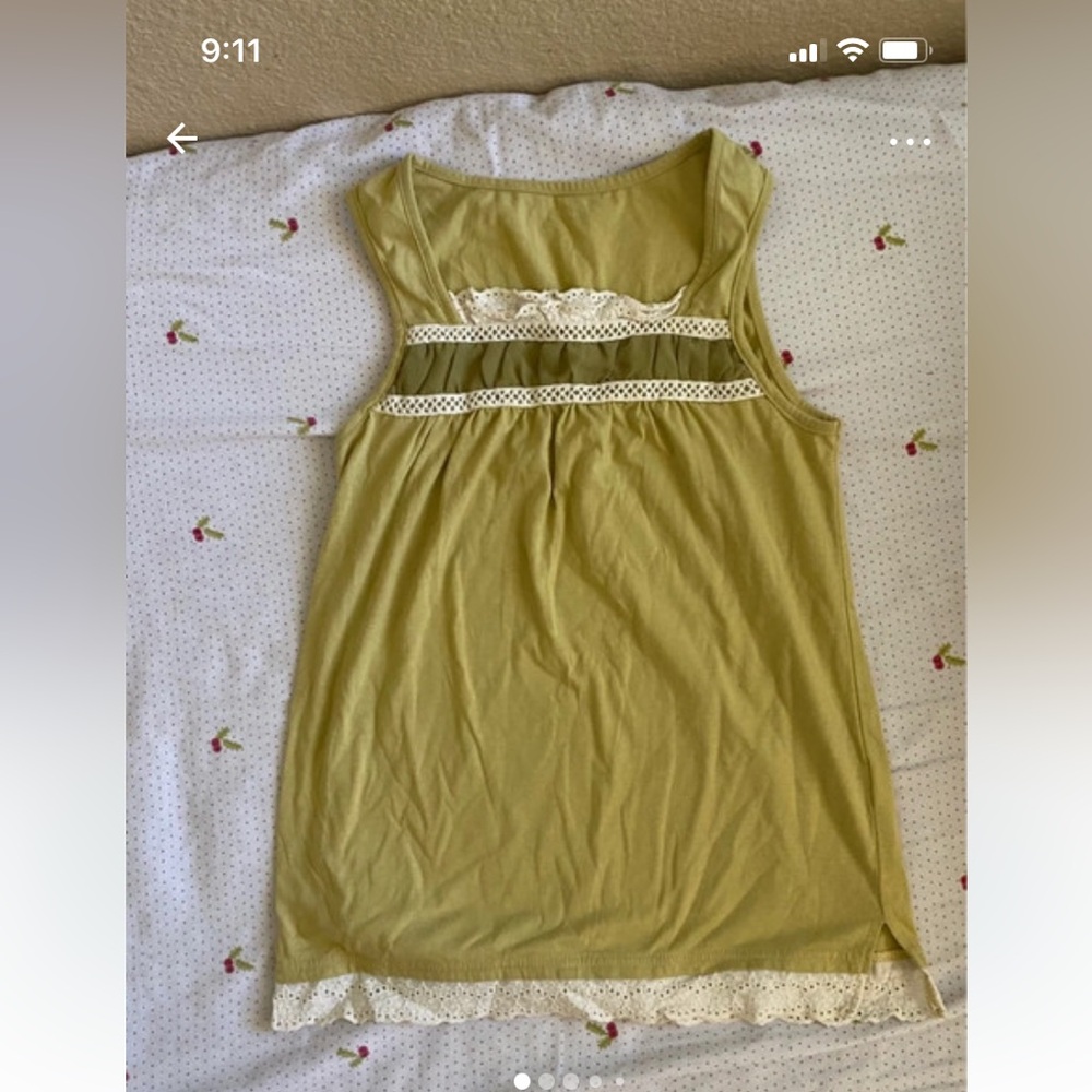 Women's Olive Camisole with Lace Trim - Picture 8 of 8